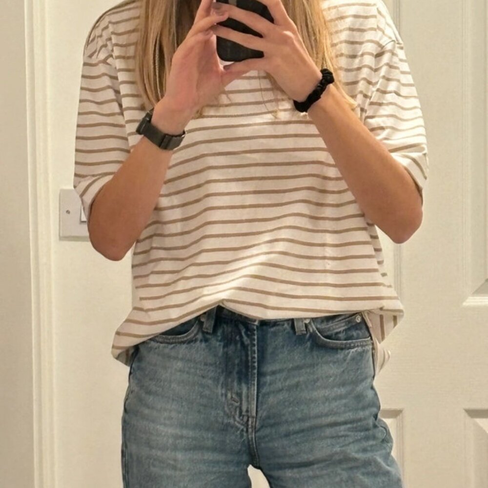 Arket Oversized Breton Stripe T-shirt XXS White & Beige